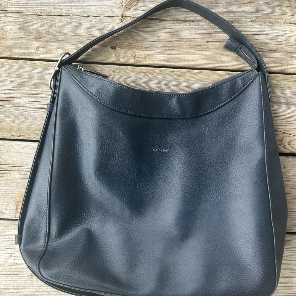 Matt & Nat Dark Navy Blue Shoulder Vegan Leather Hobo Bag Minimalist